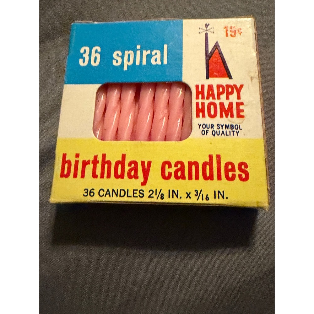 Vintage Happy Home Woolworth Pink Spiral Birthday Candles 36 Count Pack